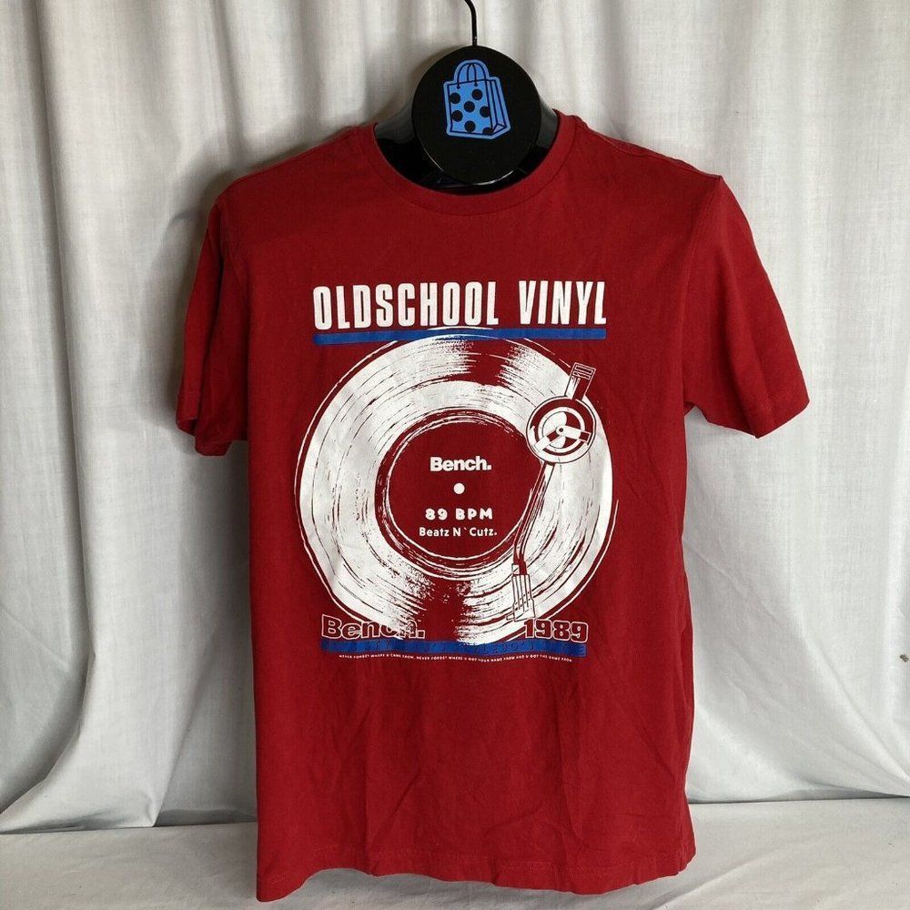 Bench T Shirt Old School Vinyl Graphic Small Red Record Player 1989 Small